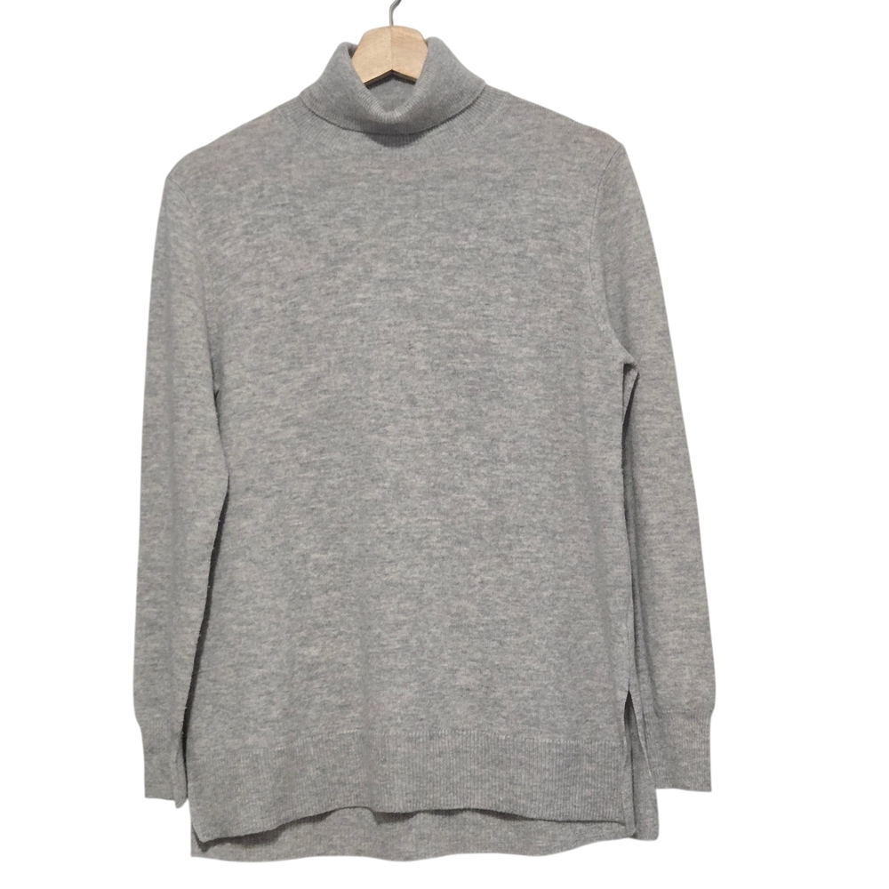 Massimo Dutti Wool Cashmere Light Gray Turtleneck Knit Sweater Women Medium